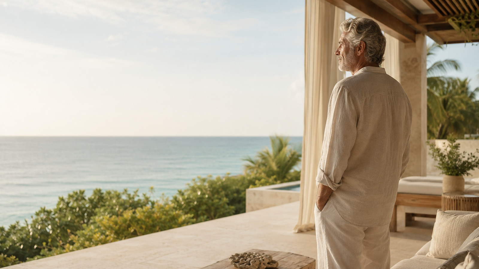 Client overlooking the Caribbean